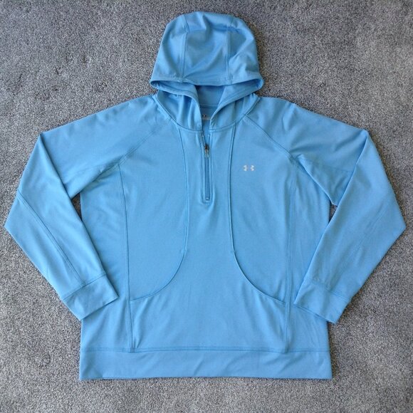 ⭐UNDER ARMOUR LONG SLEEVE HOODED SHIRT In Blue, size XL⭐ - Picture 1 of 5